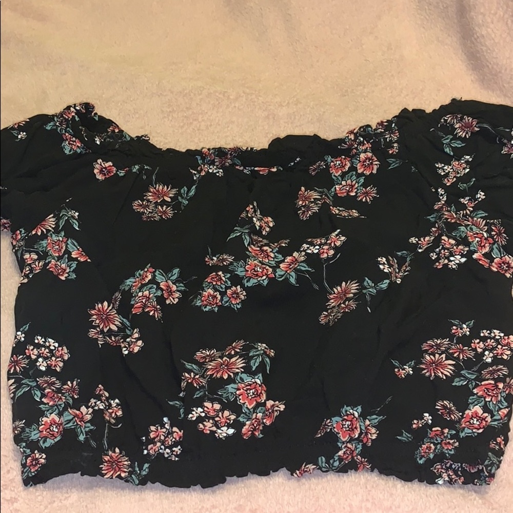 Cinched off the shoulder floral top